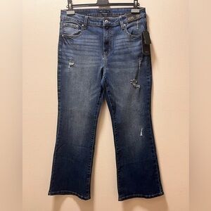 Truth + Theory Mid-Rise Boot Cut Staple Trendy Darker Wash Jeans, W, Sz 14, Blue